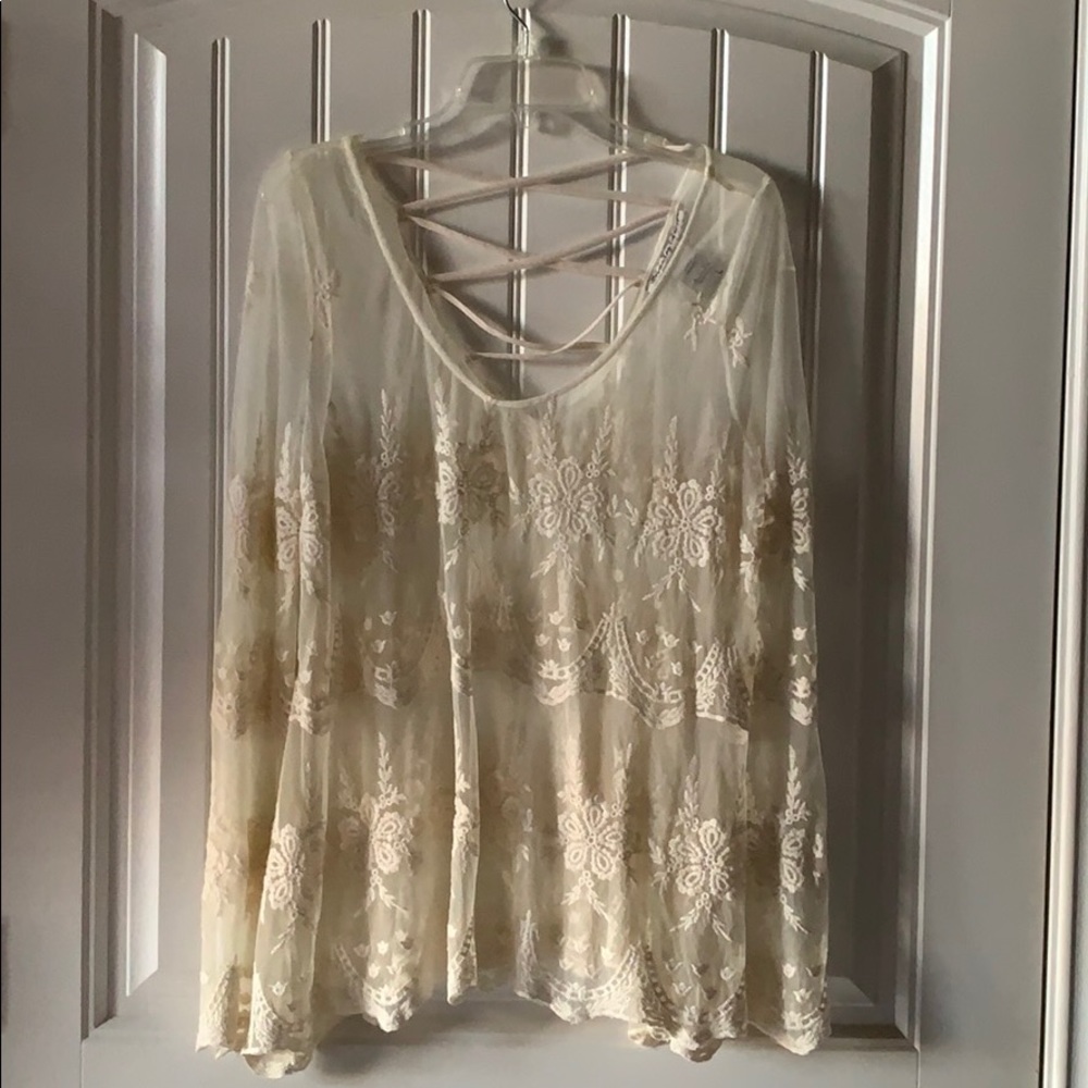 American Rag Cie sheer/lace blouse
